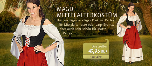 Stilechtes Mittelalter Magd Kostüm für LARP Events und Cons - 49,95 EUR